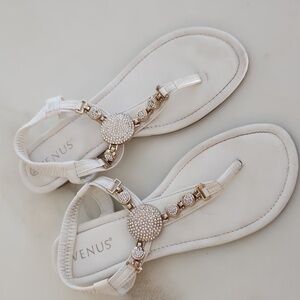 Venus white & gold crystal sandals
